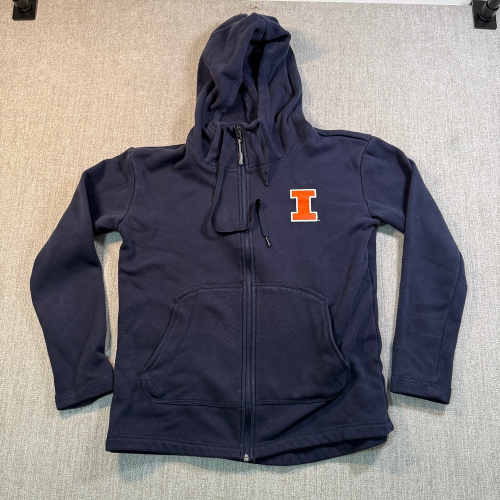 Champion University of Illinois Fighting Illini Full Zip Hoodie Navy Blue Mens M